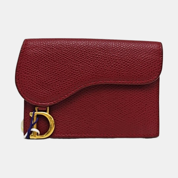 Saddle Mini Calfskin Red Card Holder