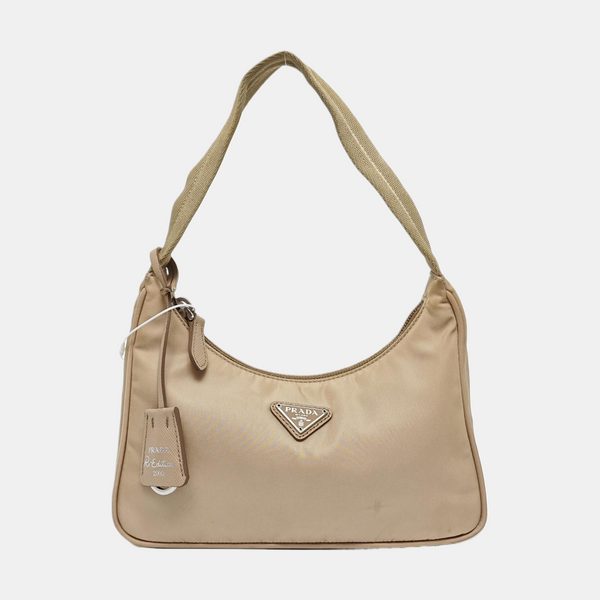 Authenticated pre-owned Re-Edition2000 Mini Nylon Beige - Top Handle Bag at Looply