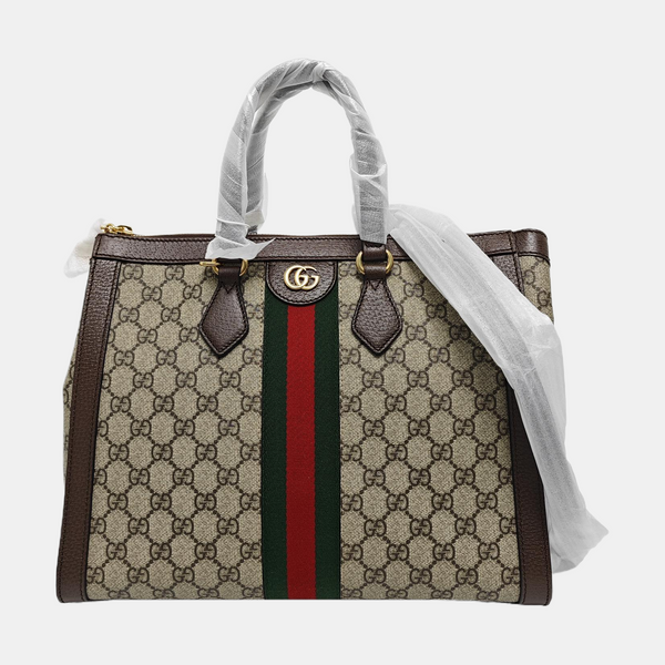 Ophidia Medium Monogram Coated Canvas Beige