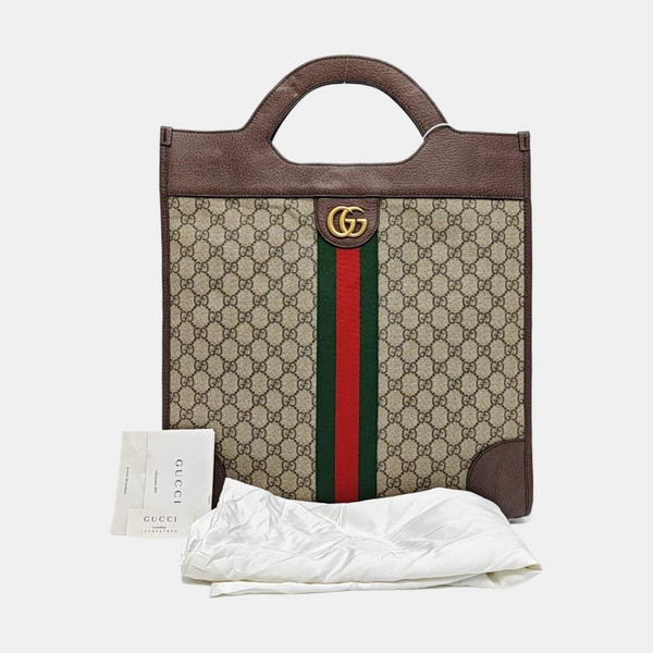 Ophidia mediana lona revestida con monograma beige