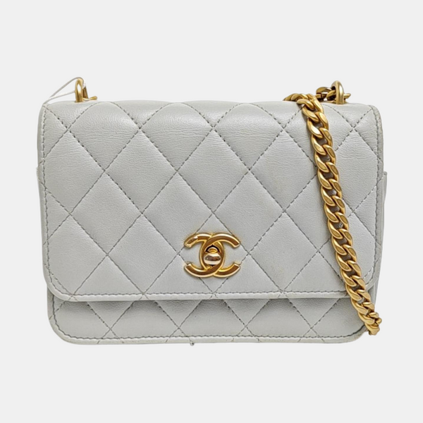 Quilted Lambskin Shoulder Bag Blue