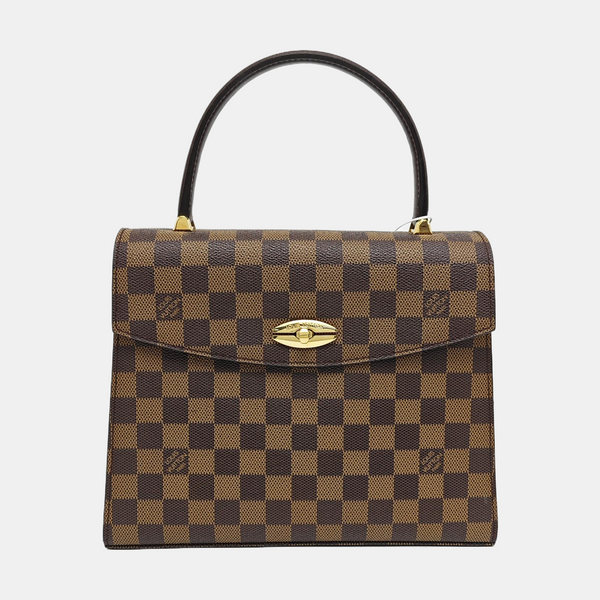 Coated Canvas Top Handle Bag Brown