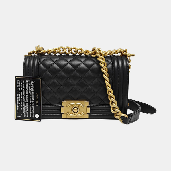 BOY CHANEL Small Quilted Grained Calfskin Black