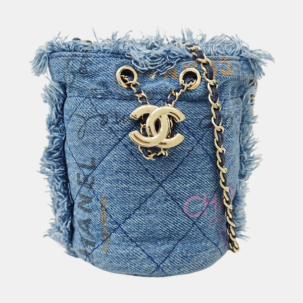 DRAWSTRING Quilted Denim Blue