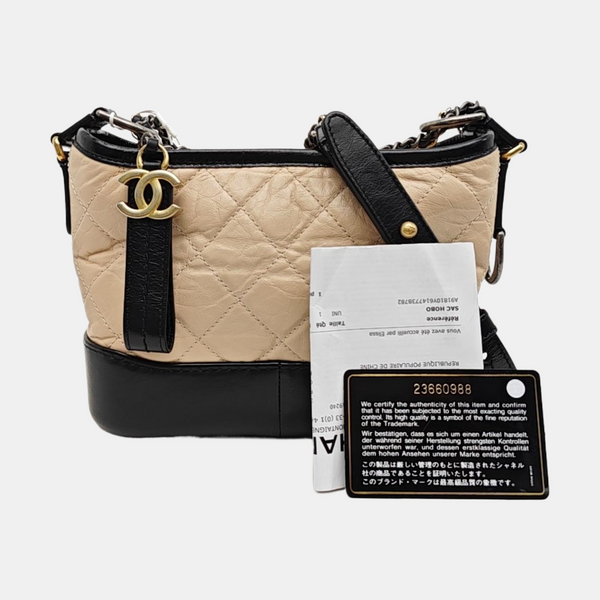 GABRIELLE Small Quilted Calfskin Beige