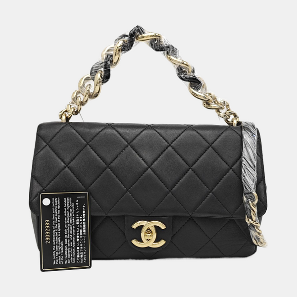Quilted Lambskin Shoulder Bag Black