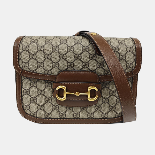 Horsebit 1955 Medium Monogram Coated Canvas Beige