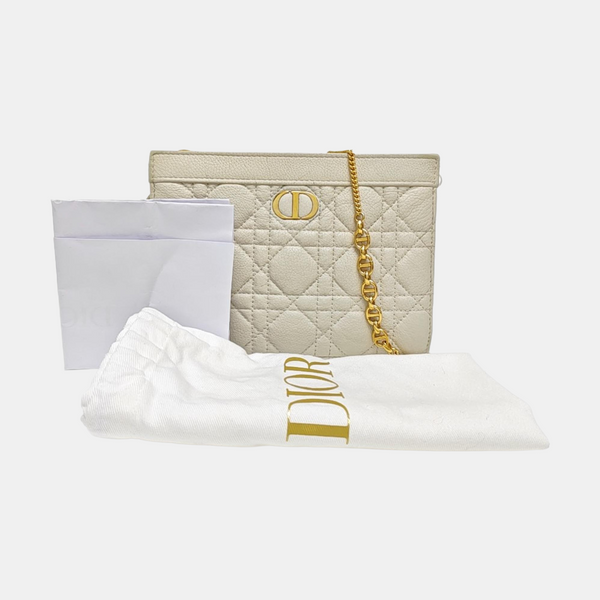 Dior Caro Small Cannage Calfskin White