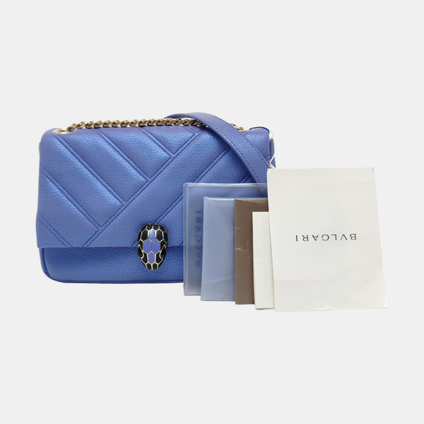 SERPENTI CABOCHON Small Quilted Lambskin Blue