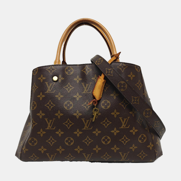 MONTAIGNE MM Monogram Coated Canvas Brown