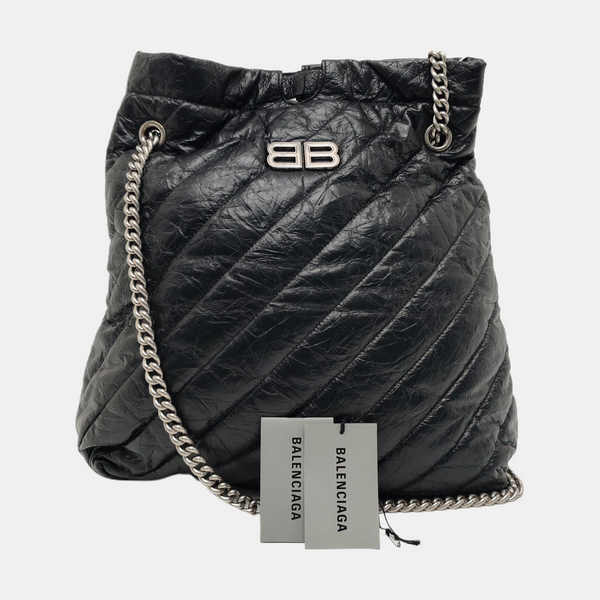 Crush Medium Quilted Calfskin Black