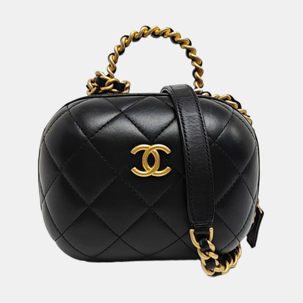 Quilted Lambskin Shoulder Bag Black