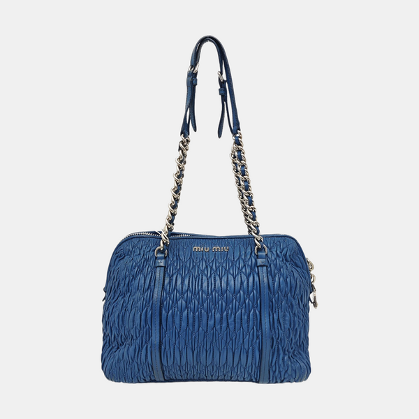 Quilted Lambskin Shoulder Bag Blue