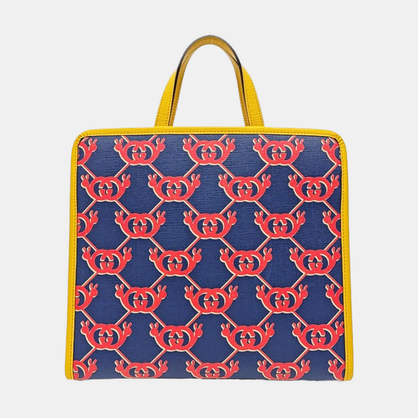 Monogram Coated Canvas Tote Bag Blue