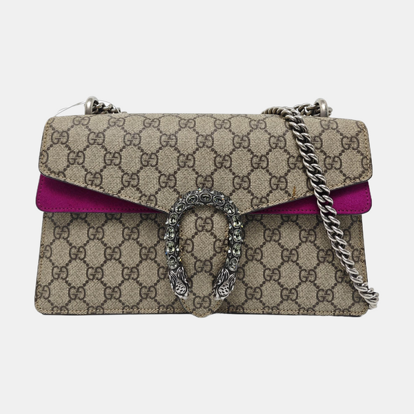 Dionysus Small Monogram Coated Canvas Beige