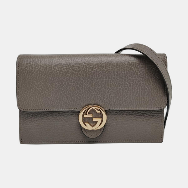 Authenticated pre-owned Interlocking G Calfskin Grey - Crossbody Bag at Looply