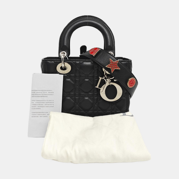 Lady Dior Pequeño Piel de Cordero Acolchado Negro