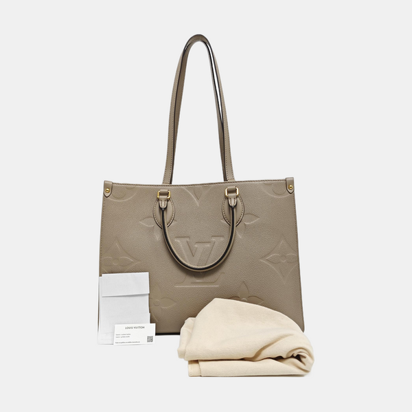 Authenticated pre-owned ONTHEGO MM Monogram Calfskin Grey - Tote Bag at Looply