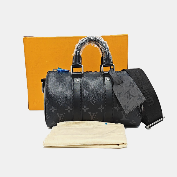 KEEPALL 25 Monogram Coated Canvas Black