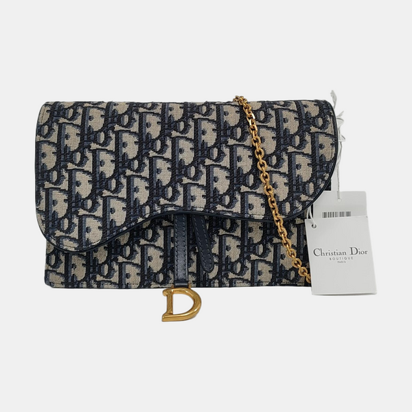 Authenticated pre-owned Saddle Medium Oblique Canvas Blue - Shoulder Bag at Looply