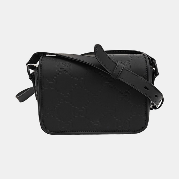 Monogram Calfskin Shoulder Bag Mini Black