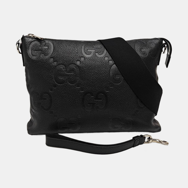 Monogram Leather Shoulder Bag Black
