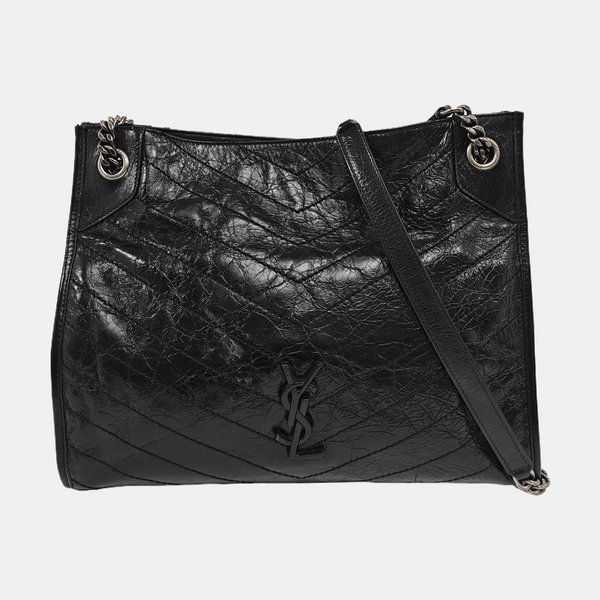 NIKI Medium Chevron Calfskin Black