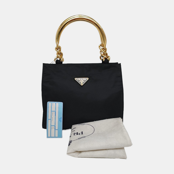 Nylon Top Handle Bag Black