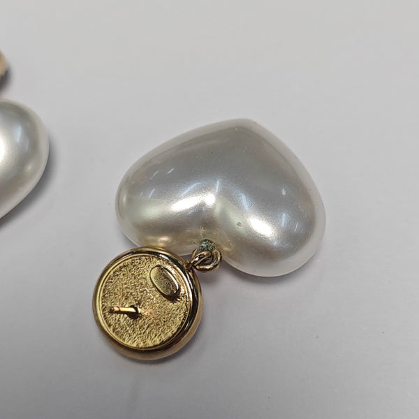 CC Logo Metal White Earrings