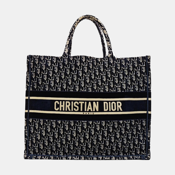 Book Tote Large Oblique Velvet Blue