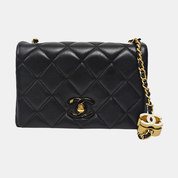 Quilted Lambskin Shoulder Bag Black