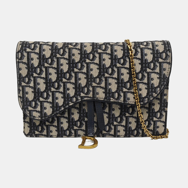 Authenticated pre-owned Saddle Monogram Canvas Blue - Shoulder Bag at Looply