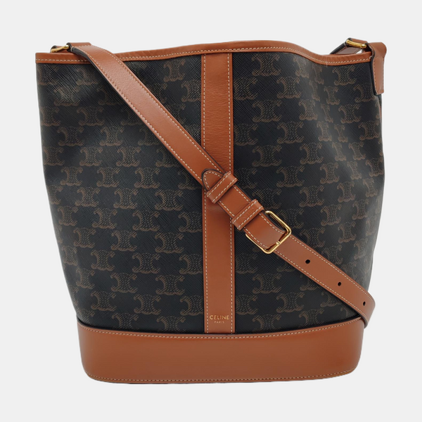 Authenticated pre-owned TRIOMPHE CANVAS Medium Coated Canvas Brown - Bucket Bag at Looply