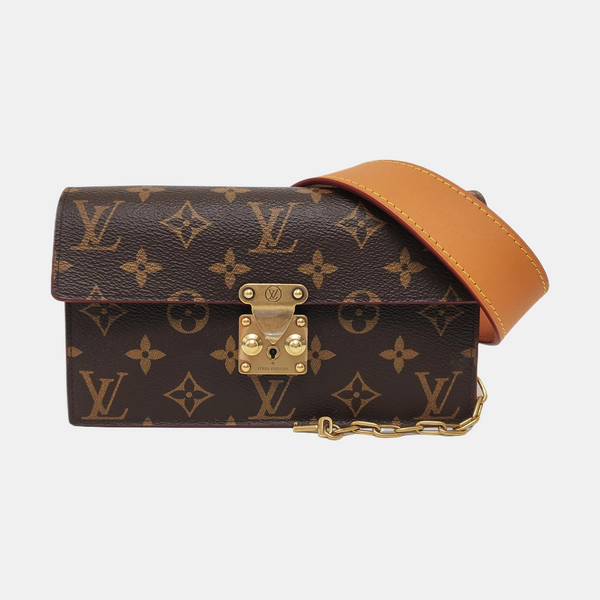 S LOCK Monogram Coated Canvas Brown