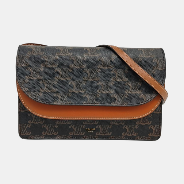 Authenticated pre-owned TRIOMPHE CANVAS Coated Canvas Brown - Crossbody Bag at Looply