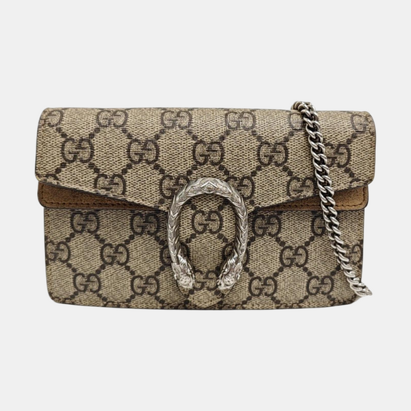 Dionysus Super Mini Monogram Coated Canvas Beige