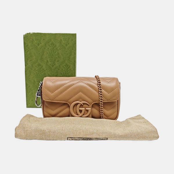GG Marmont Mini Quilted Calfskin Beige
