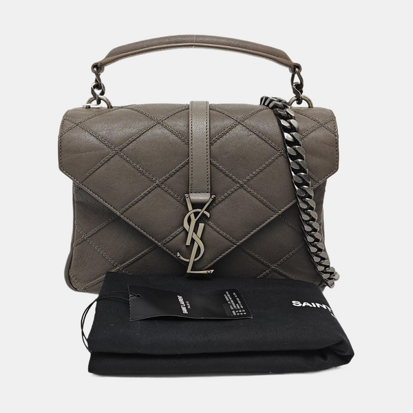 COLLEGE Medium Quilted Lambskin Gray