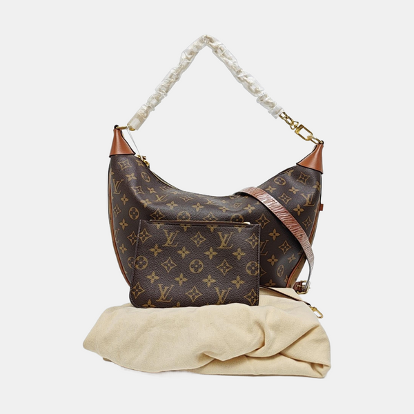 LOOP HOBO Monogram Coated Canvas Brown