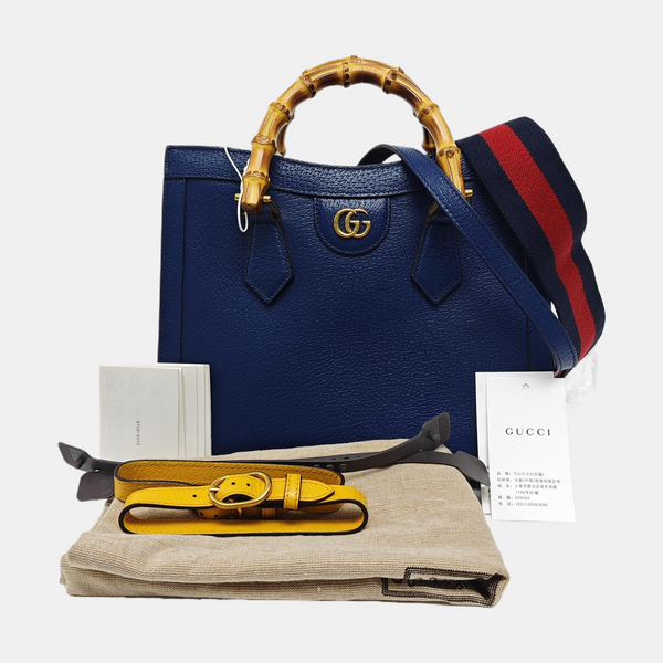 Authenticated pre-owned Diana Small Calfskin Blue - Tote Bag at Looply