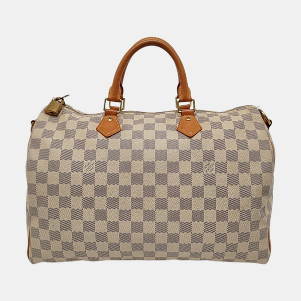 Authenticated pre-owned SPEEDY MM Coated Canvas White - Top Handle Bag at Looply