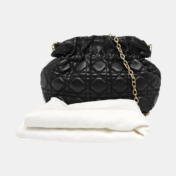 Cannage Lambskin Top Handle Bag Black