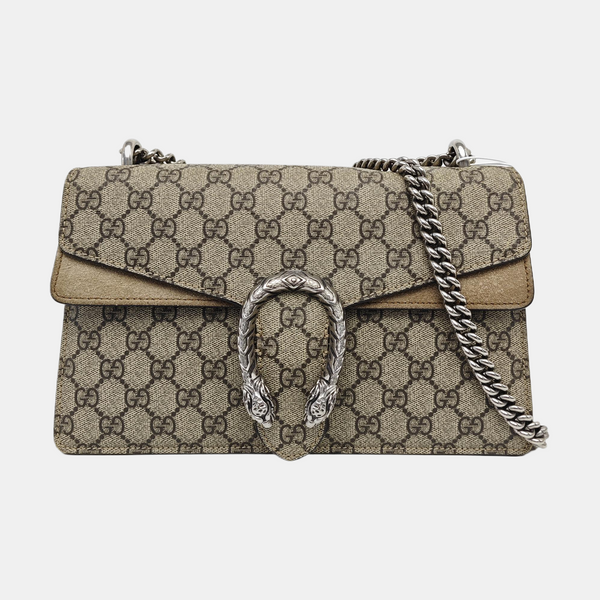 Dionysus Small Monogram Coated Canvas Beige