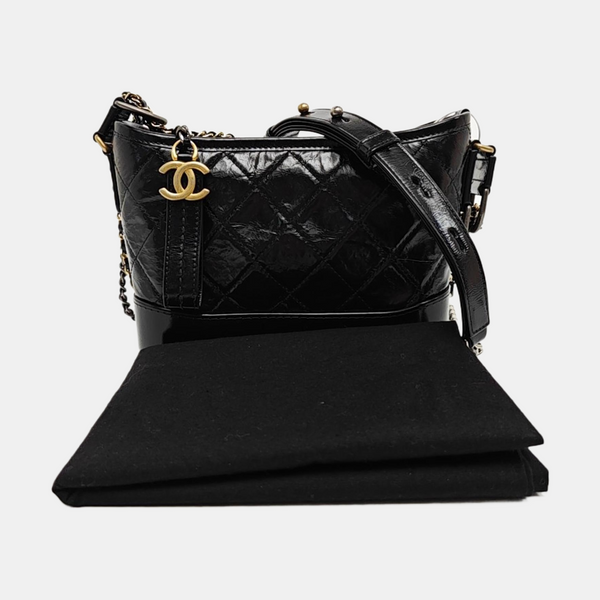 GABRIELLE Small Quilted Calfskin Black
