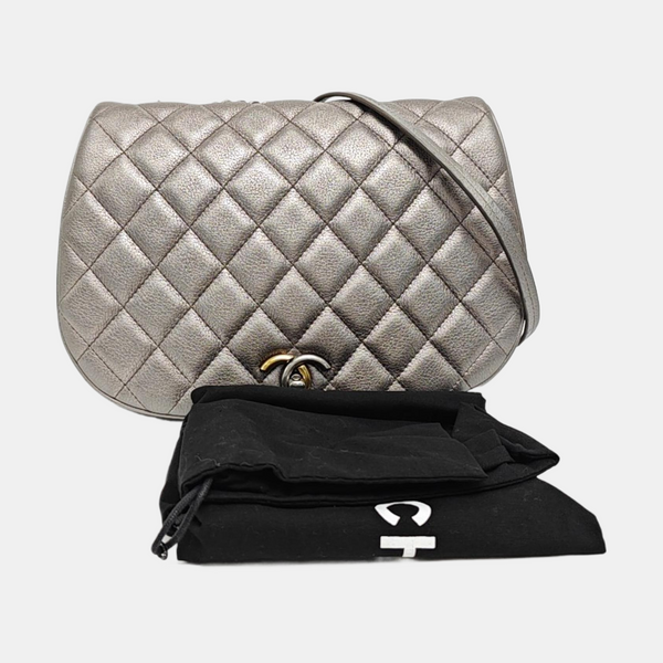 Quilted Grained Calfskin Silver