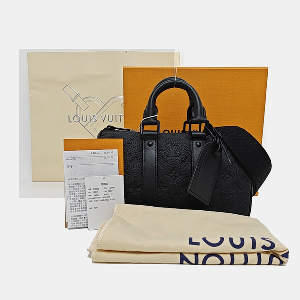 KEEPALL 25 Monogram Calfskin Black