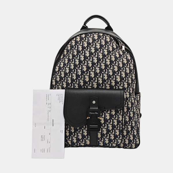 Oblique Canvas Backpack Beige