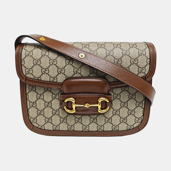 Horsebit 1955 Small Monogram Coated Canvas Black