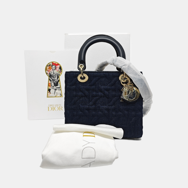 Lady Dior Medium Quilted Denim Blue