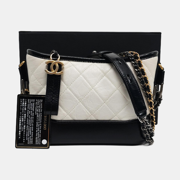Authenticated pre-owned GABRIELLE Small Chevron, Quilted Calfskin White - Shoulder Bag at Looply